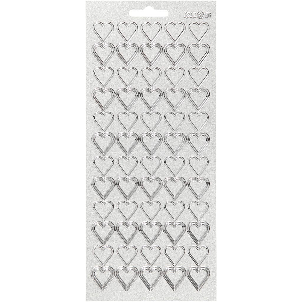 Creativ Firmenaufkleber, Herzen, Bogen 10x23 cm, silber, 1 Bogen