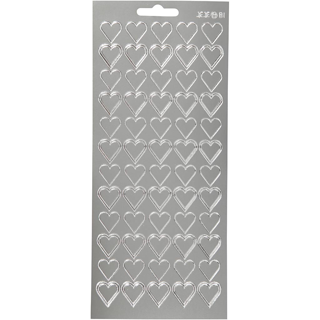 Creativ Firmenaufkleber, Herzen, Bogen 10x23 cm, silber, 1 Bogen
