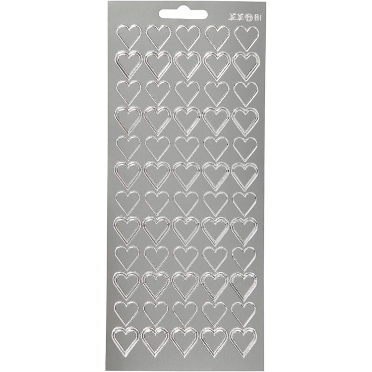 Creativ Firmenaufkleber, Herzen, Bogen 10x23 cm, silber, 1 Bogen