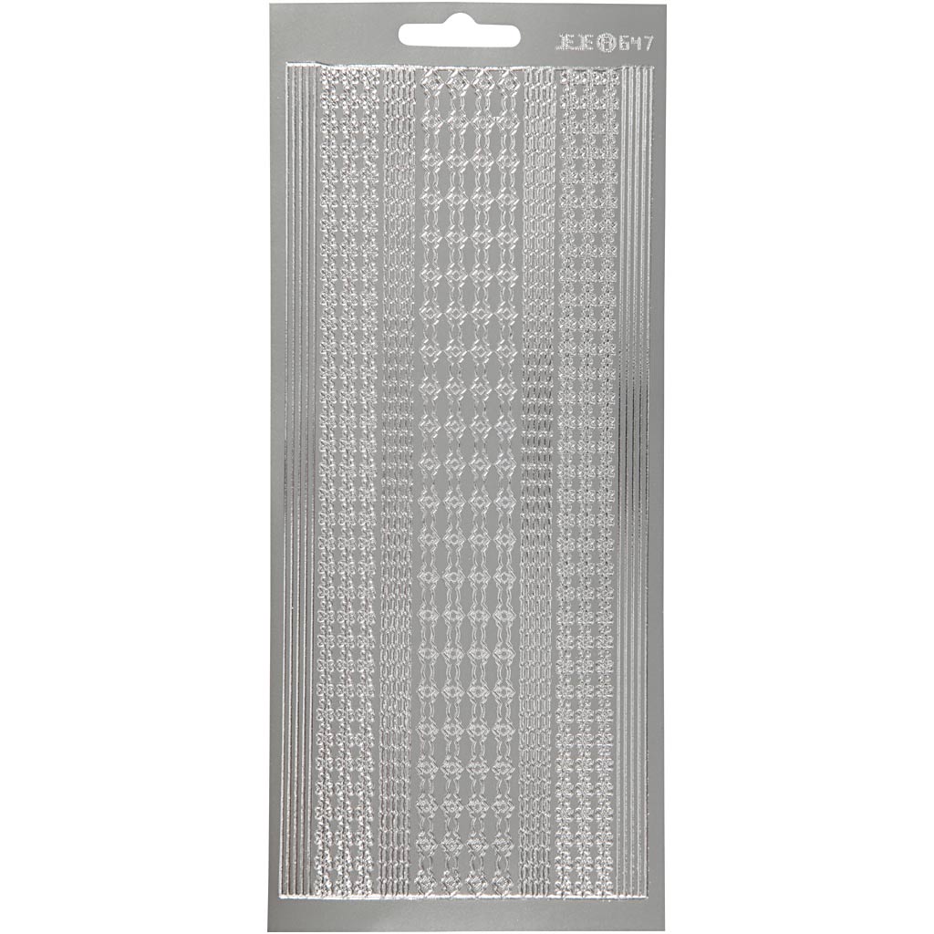 Creativ Firmenaufkleber, Bordüren, Bogen 10x23 cm, silber, 1 Bogen