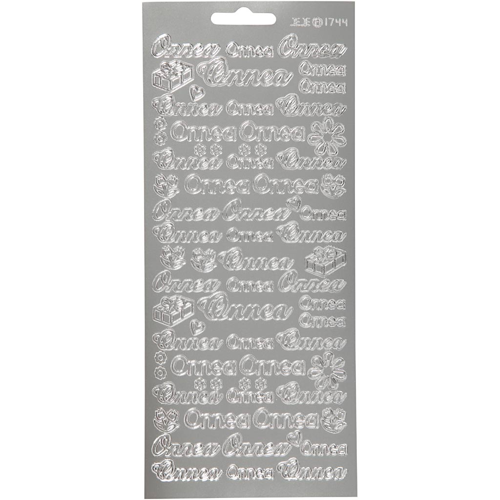 Creativ Firmenaufkleber, Onnea, Blatt 10x23 cm, silber, 1 Blatt