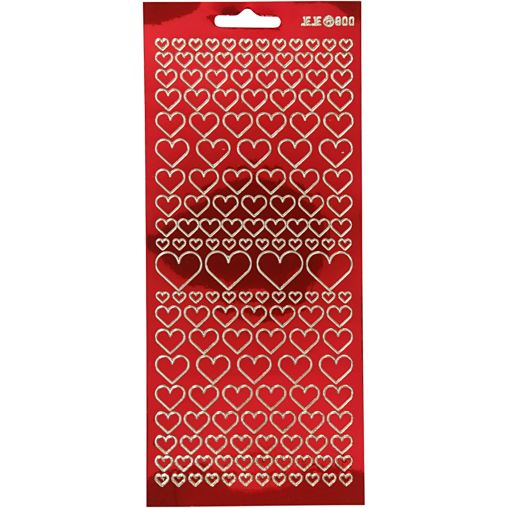 Creativ Firmenaufkleber, Herzen, Bogen 10x23 cm, transparent rot, 1 Bogen