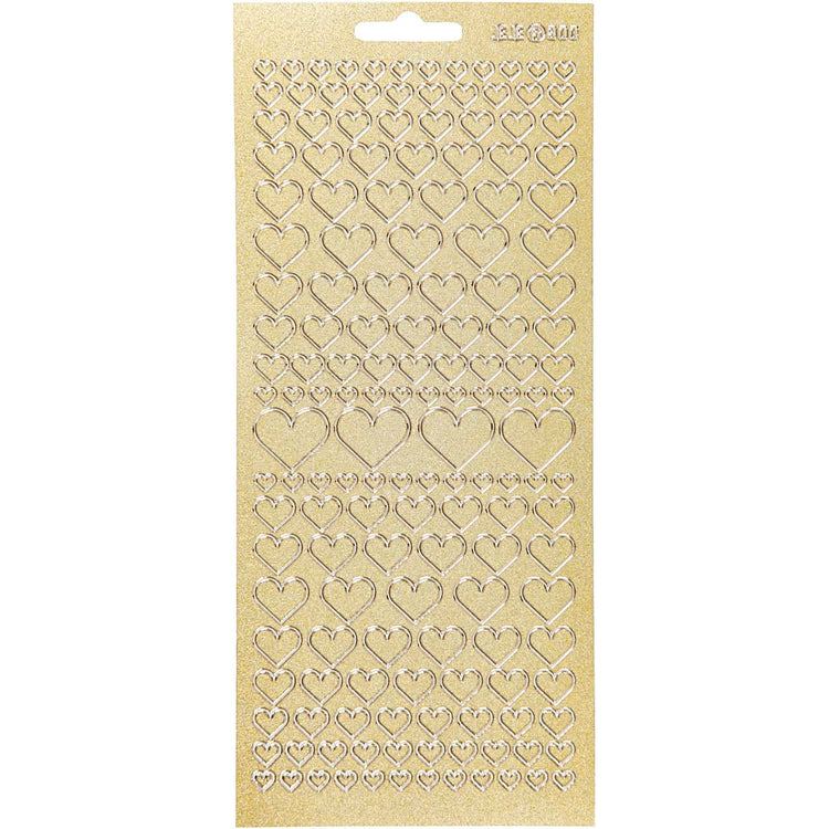 Creativ Firmenaufkleber, Herzen, Bogen 10x23 cm, gold, 1 Bogen
