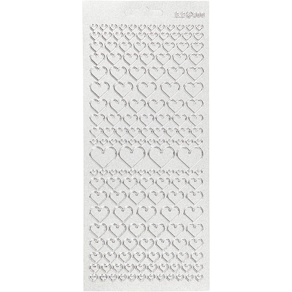 Creativ Firmenaufkleber, Herzen, Bogen 10x23 cm, silber, 1 Bogen