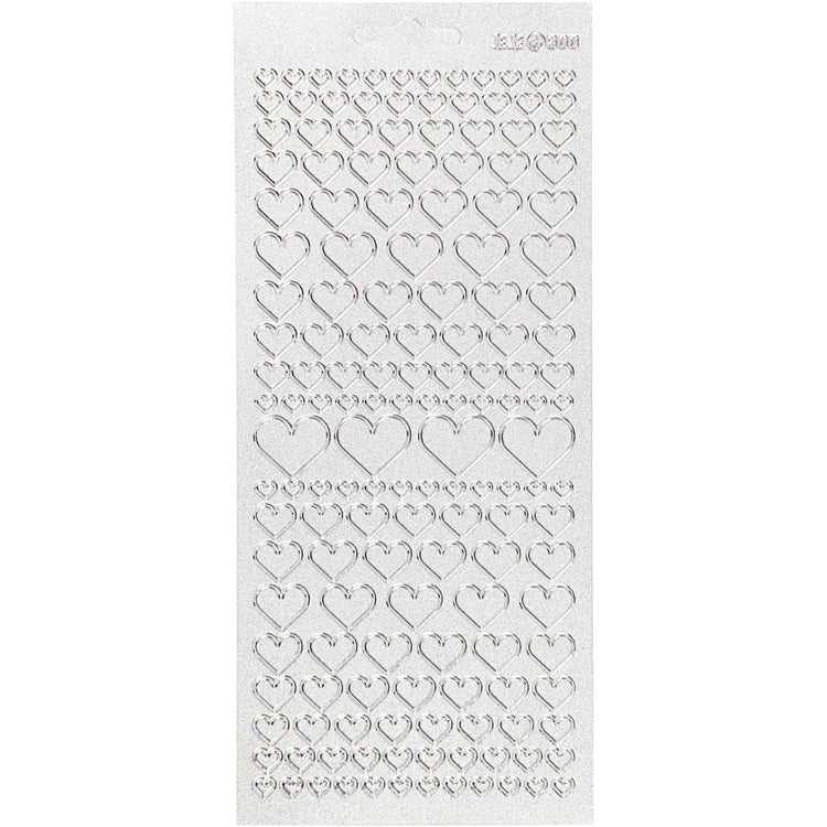 Creativ Firmenaufkleber, Herzen, Bogen 10x23 cm, silber, 1 Bogen