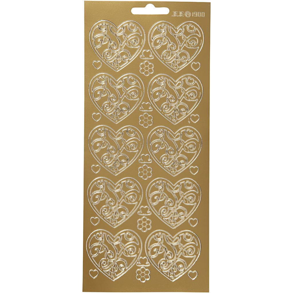 Creativ Firmenaufkleber, Herzen, Bogen 10x23 cm, gold, 1 Bogen