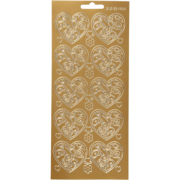 Creativ Firmenaufkleber, Herzen, Bogen 10x23 cm, gold, 1 Bogen