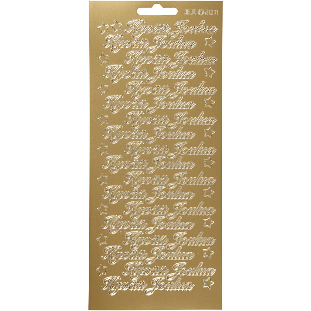 Creativ Firmenaufkleber, hyvää joulua, Blatt 10x23 cm, gold, 1 Blatt