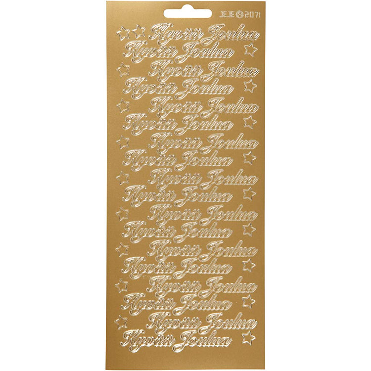 Creativ Firmenaufkleber, hyvää joulua, Blatt 10x23 cm, gold, 1 Blatt