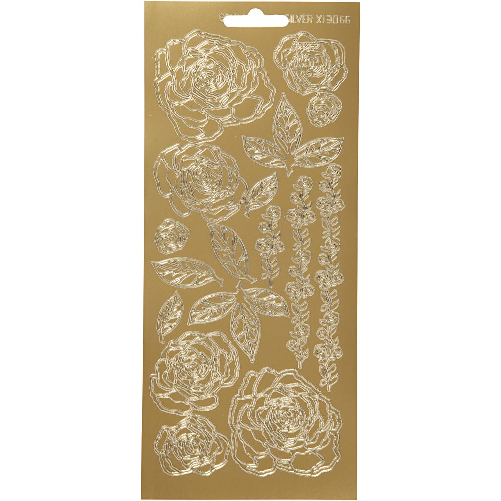 Creativ Firmenaufkleber, Rosen, Bogen 10x23 cm, gold, 1 Bogen