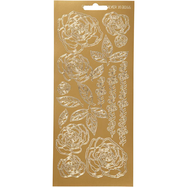 Creativ Firmenaufkleber, Rosen, Bogen 10x23 cm, gold, 1 Bogen