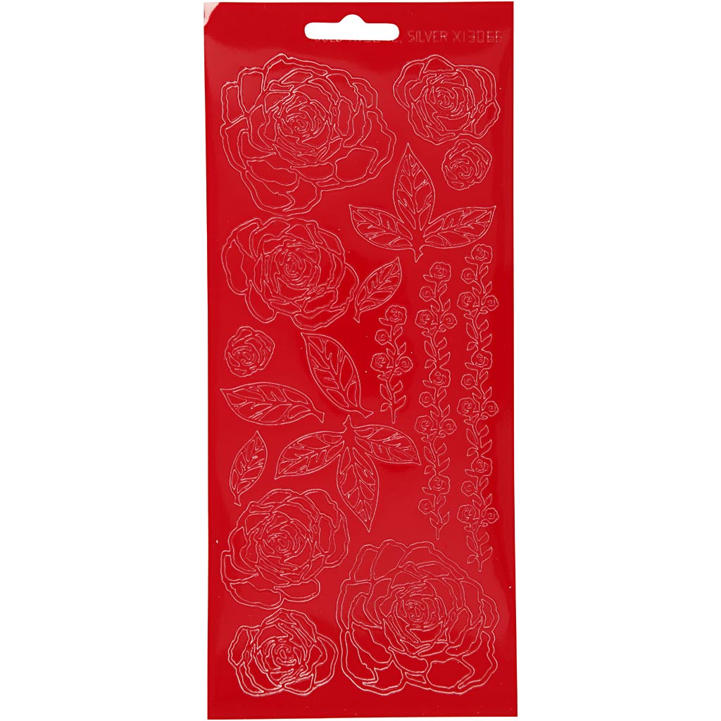 Creativ Firmenaufkleber, Rosen, Bogen 10x23 cm, rot, 1 Bogen