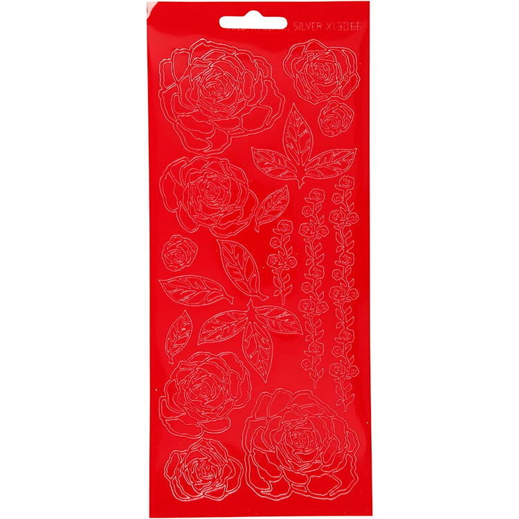 Creativ Firmenaufkleber, Rosen, Bogen 10x23 cm, rot, 1 Bogen