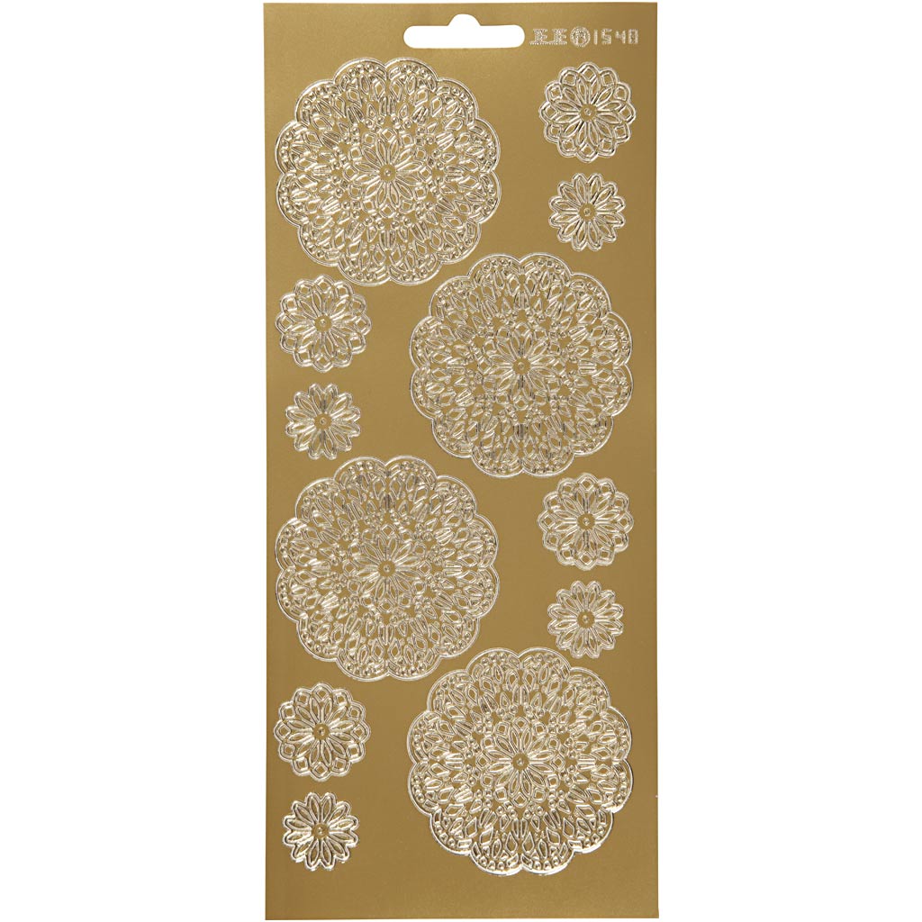 Creativ Firmenaufkleber, Blumen, Blatt 10x23 cm, gold, 1 Blatt