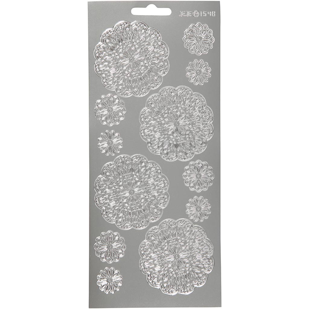Creativ Firmenaufkleber, Blumen, Bogen 10x23 cm, silber, 1 Bogen
