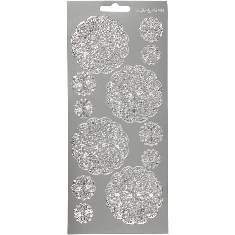 Creativ Firmenaufkleber, Blumen, Bogen 10x23 cm, silber, 1 Bogen