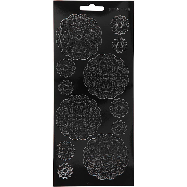 Creativ Firmenaufkleber, Blumen, Blatt 10x23 cm, schwarz, 1 Blatt