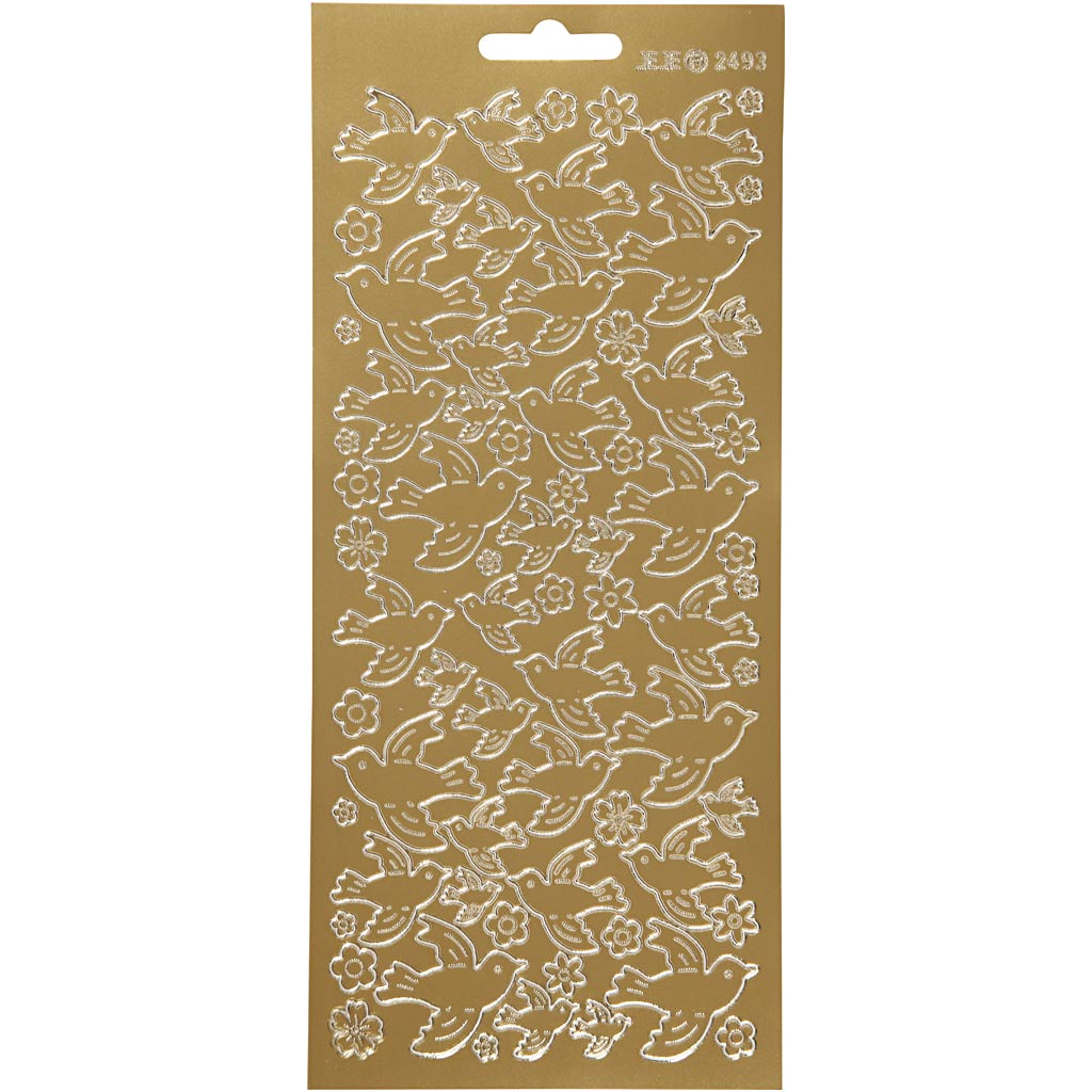 Creativ Firmenaufkleber, Tauben, Bogen 10x23 cm, gold, 1 Bogen
