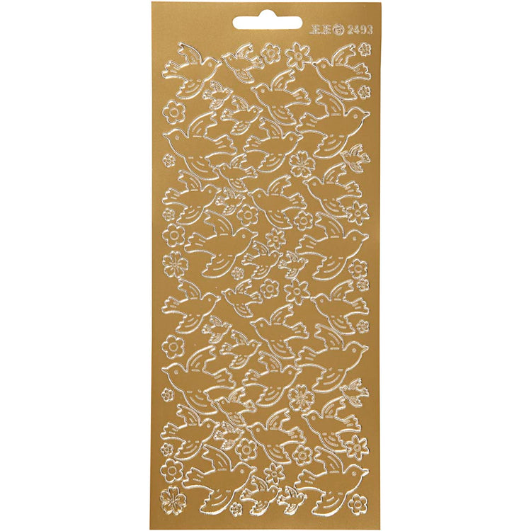 Creativ Firmenaufkleber, Tauben, Bogen 10x23 cm, gold, 1 Bogen
