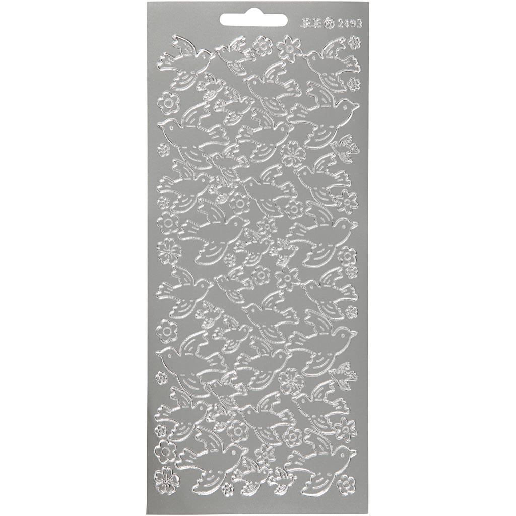 Creativ Firmenaufkleber, Tauben, Bogen 10x23 cm, silber, 1 Bogen