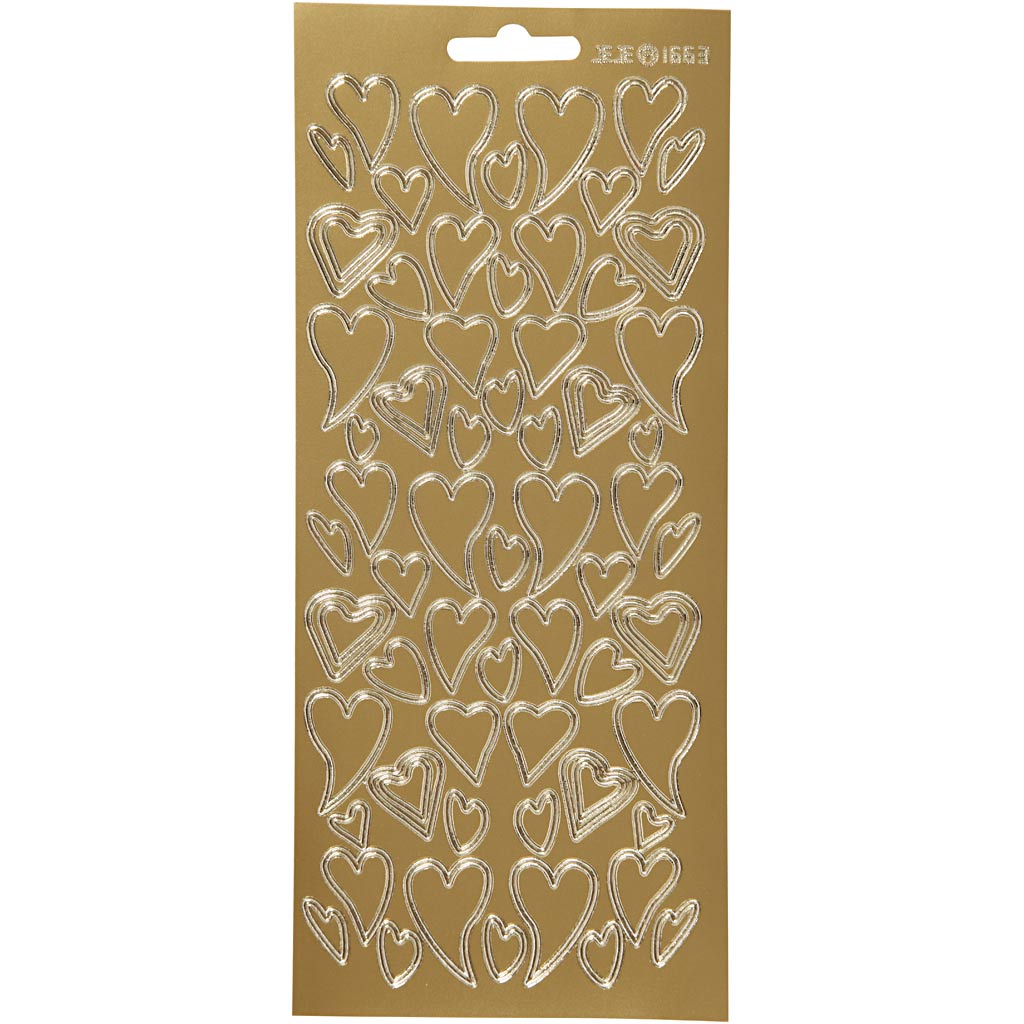Creativ Firmenaufkleber, Herzen, Bogen 10x23 cm, gold, 1 Bogen