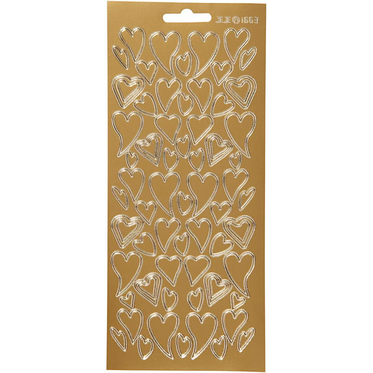Creativ Firmenaufkleber, Herzen, Bogen 10x23 cm, gold, 1 Bogen