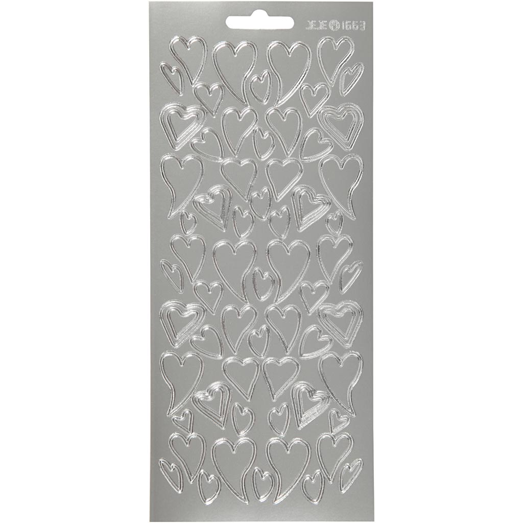 Creativ Firmenaufkleber, Herzen, Bogen 10x23 cm, silber, 1 Bogen