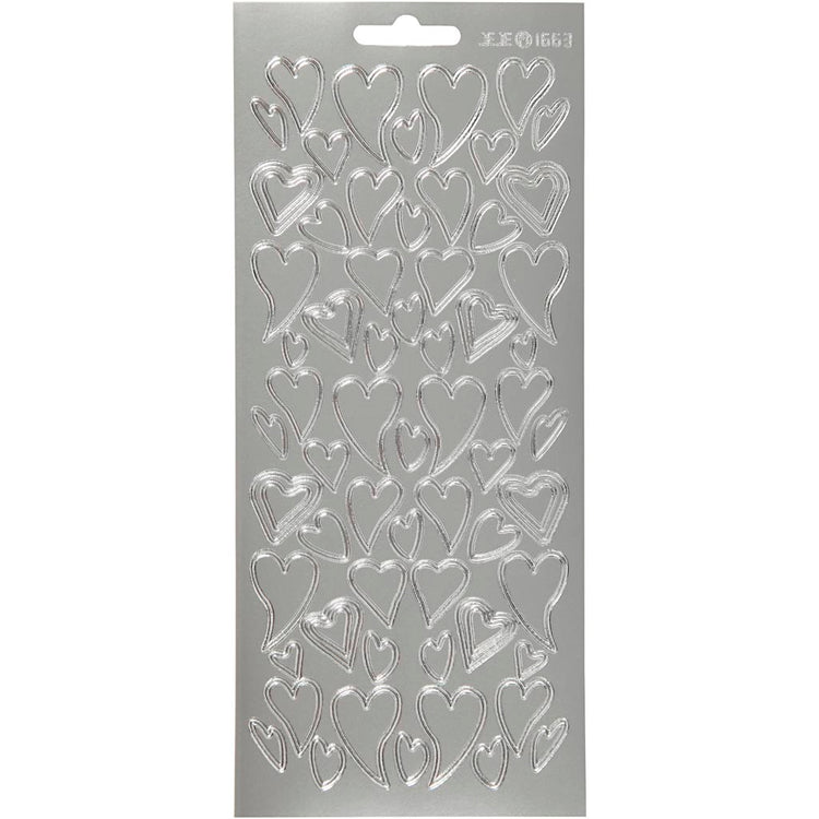 Creativ Firmenaufkleber, Herzen, Bogen 10x23 cm, silber, 1 Bogen