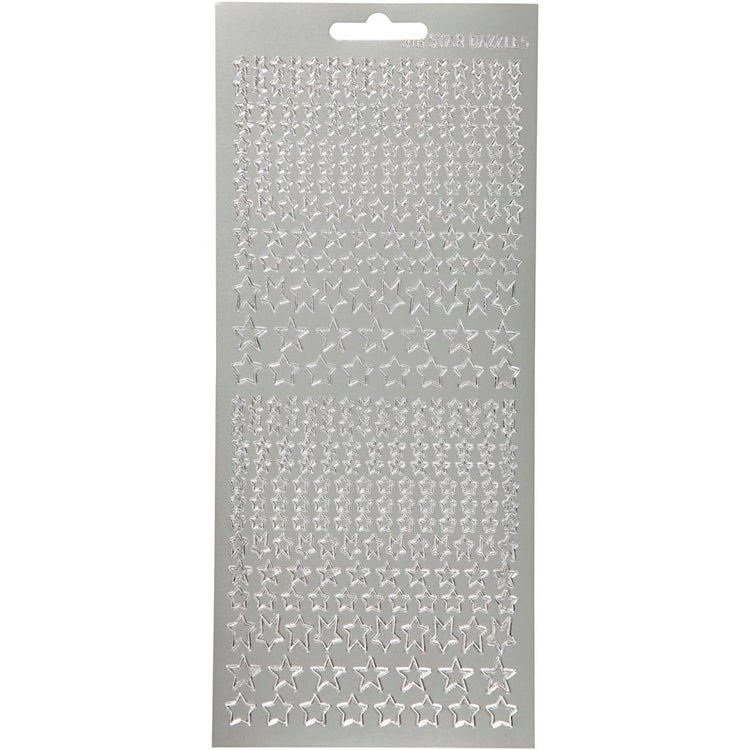 Creativ Firmenaufkleber, Sterne, Bogen 10x23 cm, silber, 1 Bogen