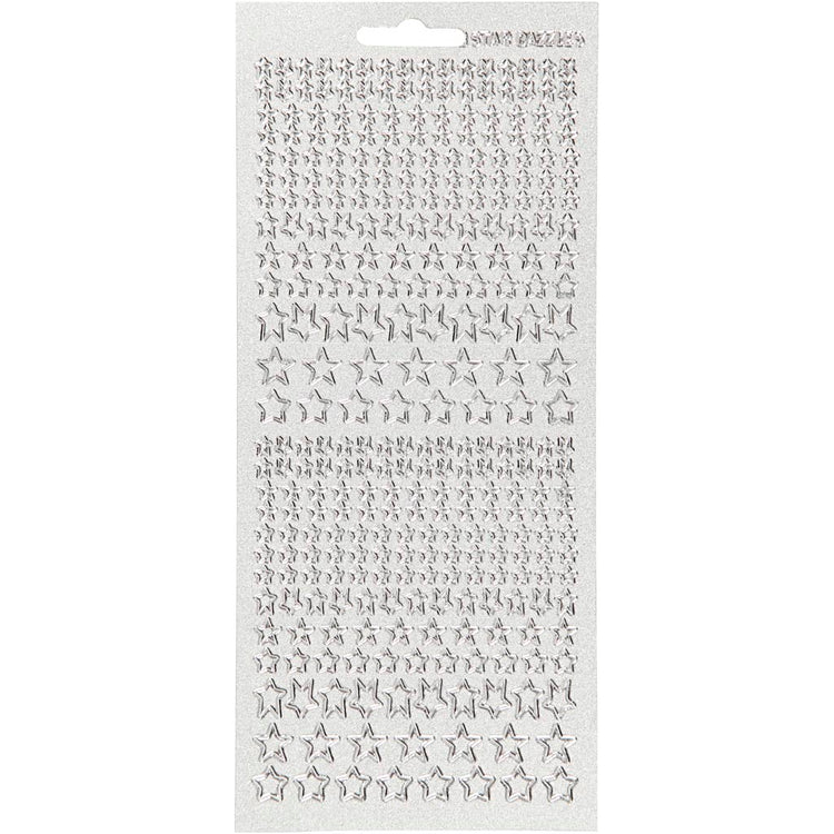 Creativ Firmenaufkleber, Sterne, Bogen 10x23 cm, silber, 1 Bogen