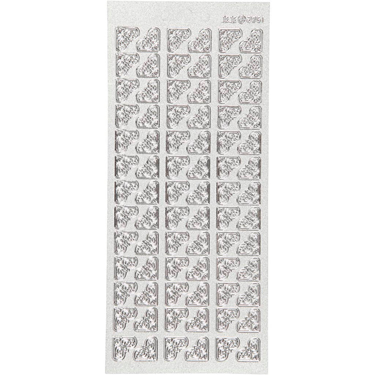 Creativ Firmenaufkleber, Ecken, Bogen 10x23 cm, silber, 1 Bogen