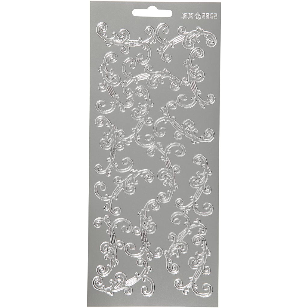 Creativ Firmenaufkleber, Wirbel, Bogen 10x23 cm, silber, 1 Bogen