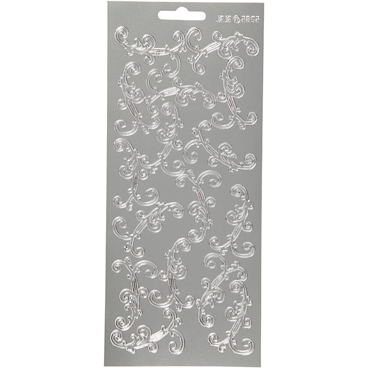 Creativ Firmenaufkleber, Wirbel, Bogen 10x23 cm, silber, 1 Bogen