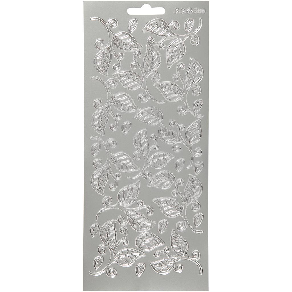 Creativ Firmenaufkleber, Blätter, Bogen 10x23 cm, silber, 1 Bogen