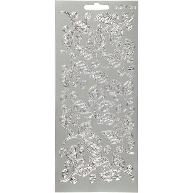 Creativ Firmenaufkleber, Blätter, Bogen 10x23 cm, silber, 1 Bogen
