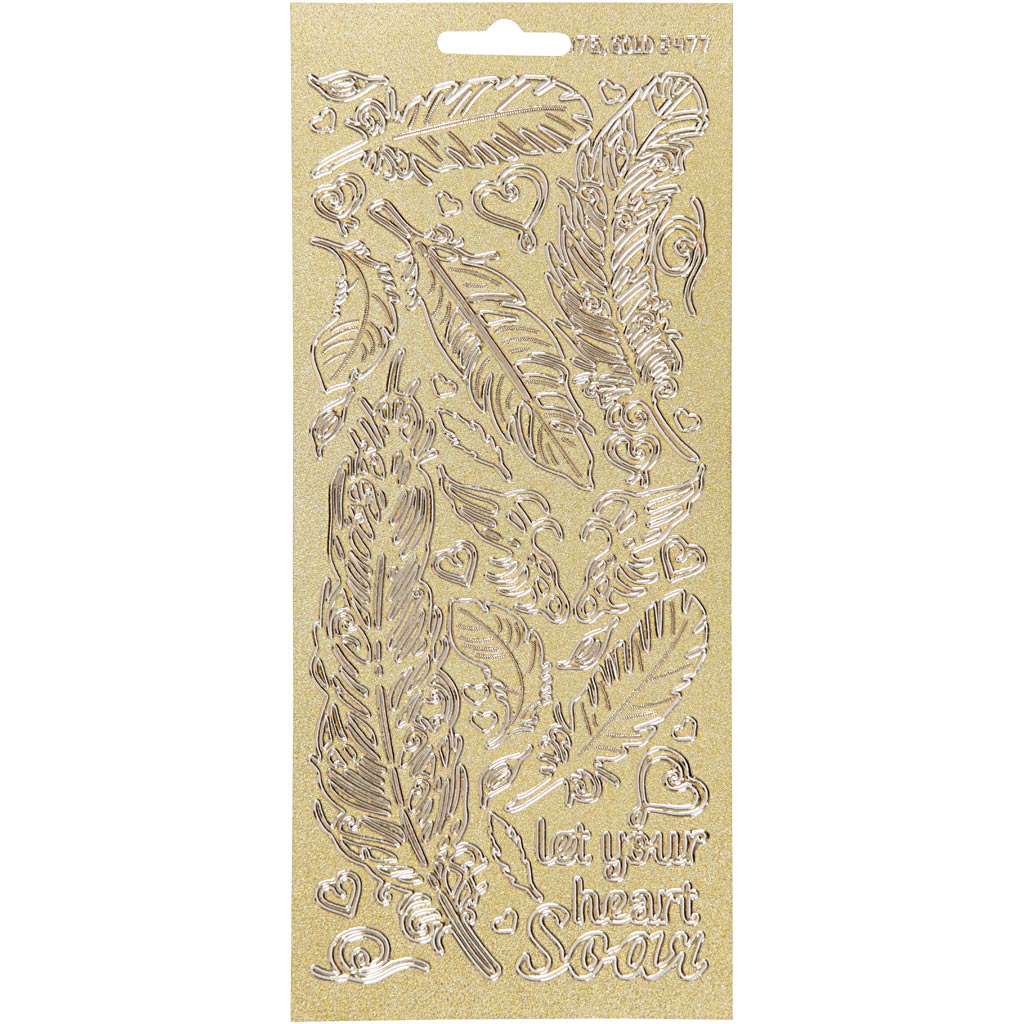 Creativ Firmenaufkleber, Federn, Bogen 10x23 cm, gold, 1 Bogen