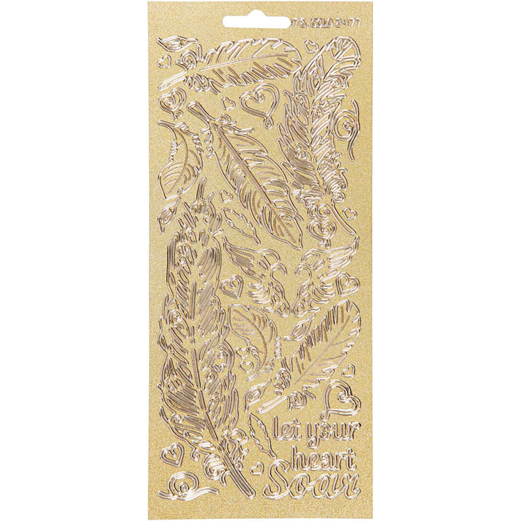 Creativ Firmenaufkleber, Federn, Bogen 10x23 cm, gold, 1 Bogen