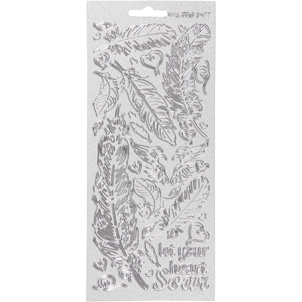 Creativ Firmenaufkleber, Federn, Bogen 10x23 cm, silber, 1 Bogen