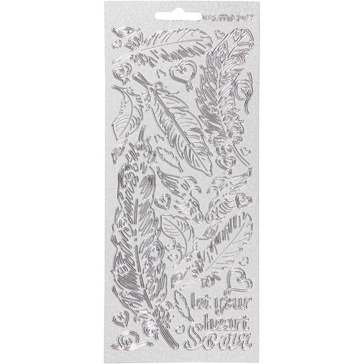Creativ Firmenaufkleber, Federn, Bogen 10x23 cm, silber, 1 Bogen