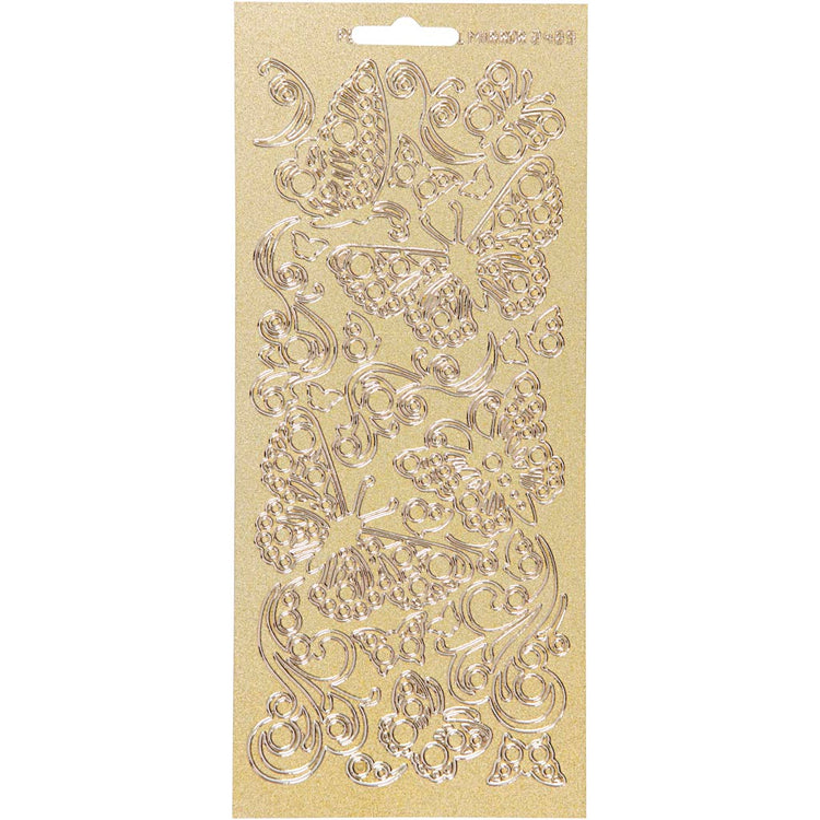 Creativ Firmenaufkleber, Schmetterlinge, Blatt 10x23 cm, gold, 1 Blatt