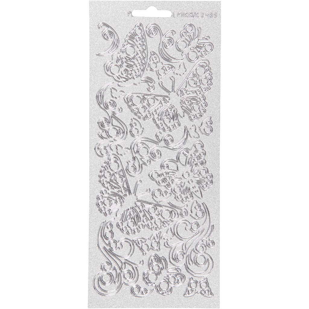 Creativ Firmenaufkleber, Schmetterlinge, Bogen 10x23 cm, silber, 1 Bogen