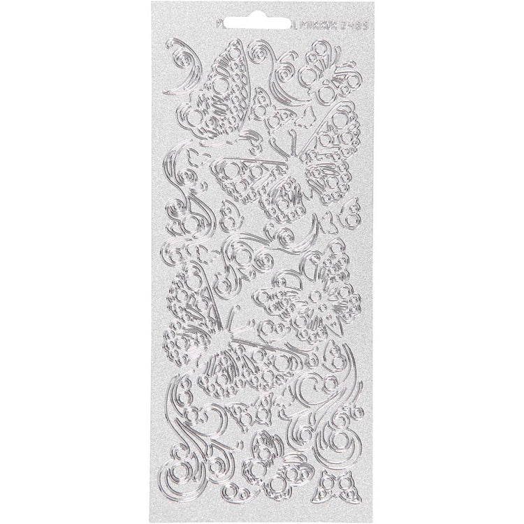 Creativ Firmenaufkleber, Schmetterlinge, Bogen 10x23 cm, silber, 1 Bogen