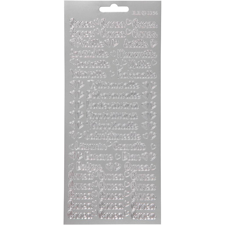 Creativ Firmenaufkleber, Onnea Aidille, Blatt 10x23 cm, silber, 1 Blatt