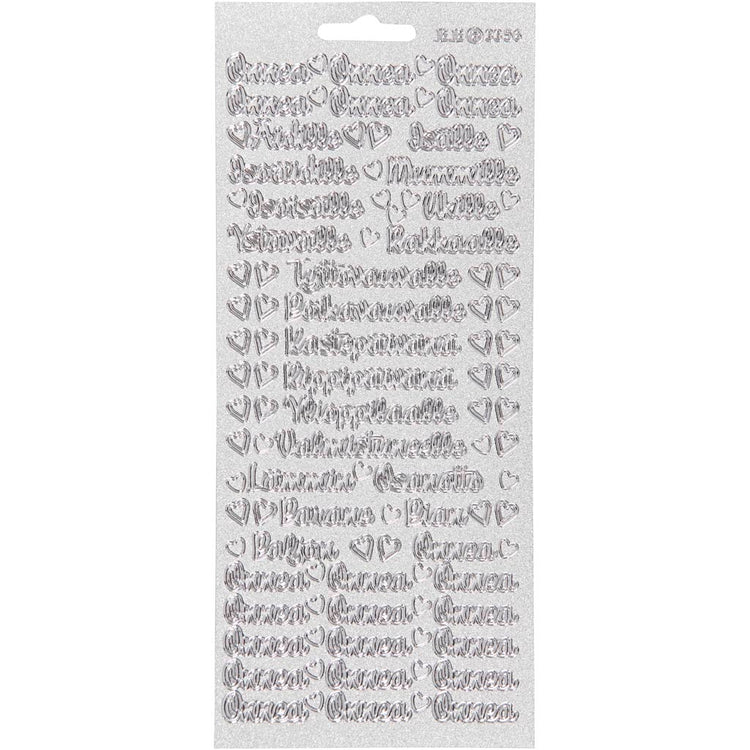 Creativ Firmenaufkleber, Onnea Aidille, Blatt 10x23 cm, silber, 1 Blatt