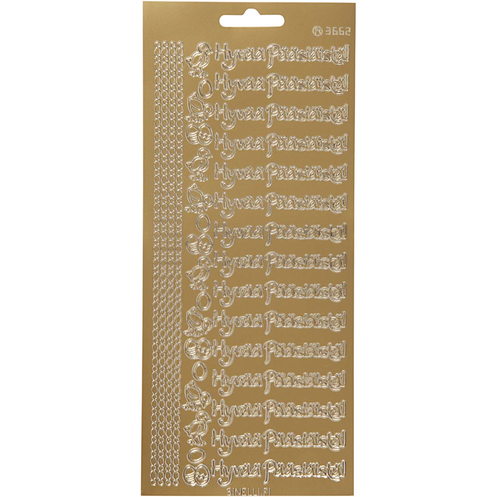 Creativ Firmenaufkleber, hyvaa pääsiäistä, Blatt 10x23 cm, Gold, 1 Blatt