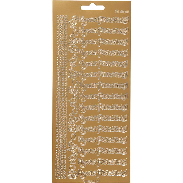 Creativ Firmenaufkleber, hyvaa pääsiäistä, Blatt 10x23 cm, Gold, 1 Blatt