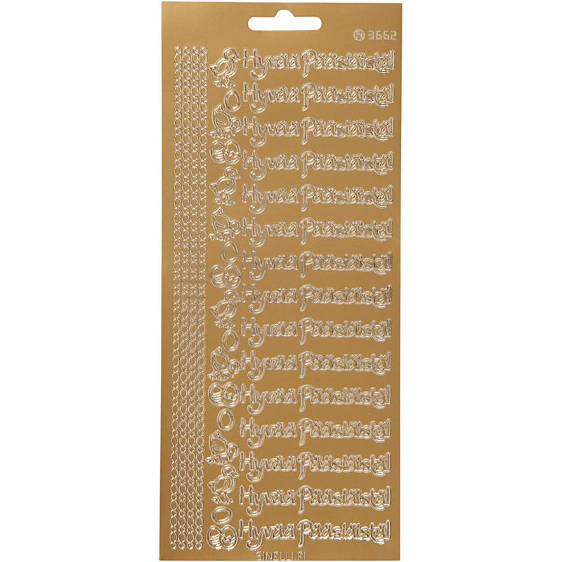 Creativ Firmenaufkleber, hyvaa pääsiäistä, Blatt 10x23 cm, Gold, 1 Blatt