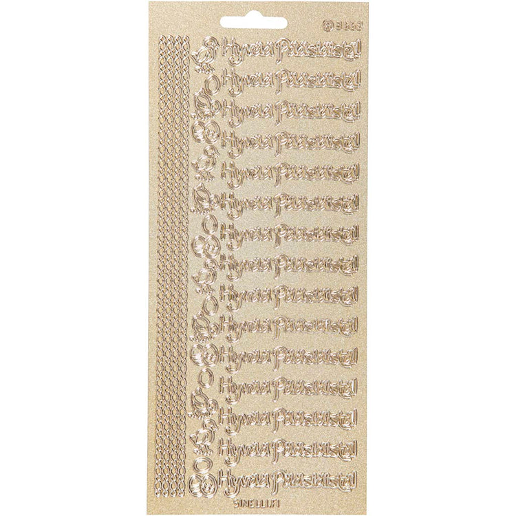 Creativ Firmenaufkleber, hyvaa pääsiäistä, Blatt 10x23 cm, Gold, 1 Blatt