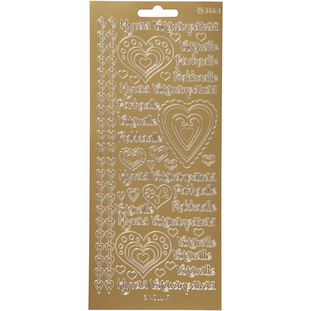 Creativ Firmenaufkleber, hyvaa ystävänpäivää, Blatt 10x23 cm, Gold, 1 Blatt