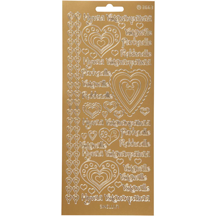 Creativ Firmenaufkleber, hyvaa ystävänpäivää, Blatt 10x23 cm, Gold, 1 Blatt